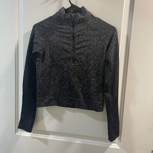 Black Speckled Quarter-Zip Pullover Lululemon  Rest Less Cropped 1/2 Zip Ptp 15